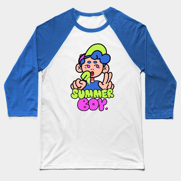 Summer Boy ! Baseball T-Shirt by stickerjock